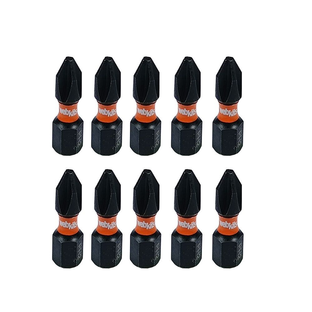 Bits Phillips 25mm PH2 de Impacto Imantado 10 Peças Webkits - Webkits