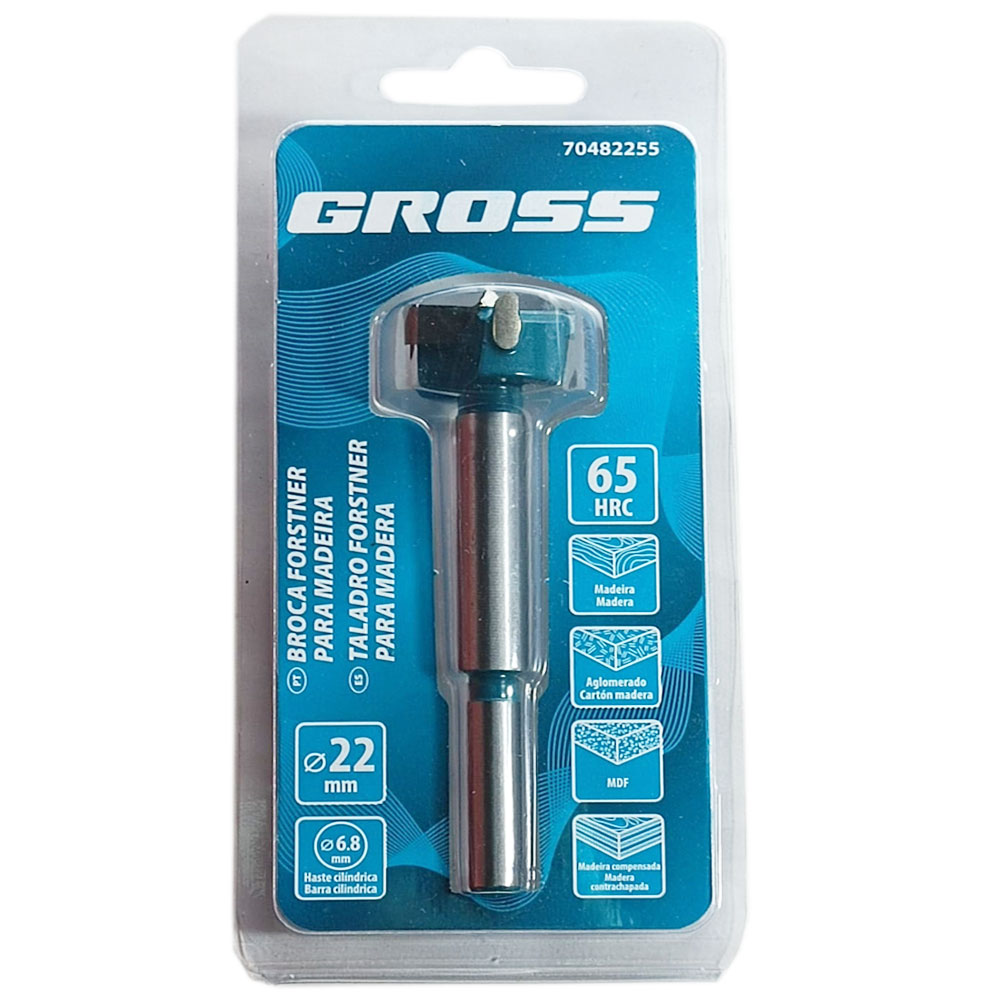 Broca Fresa Forstner Videa Para Furar Madeira Mdf 22mm Haste Cilindrica - Gross