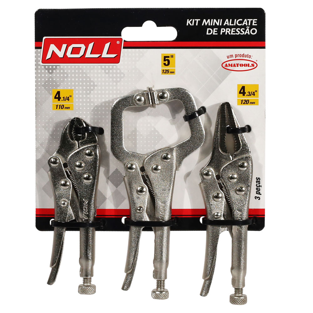 Kit Mini Alicate de Pressão 110/120/125mm 3 Peças - Novidades