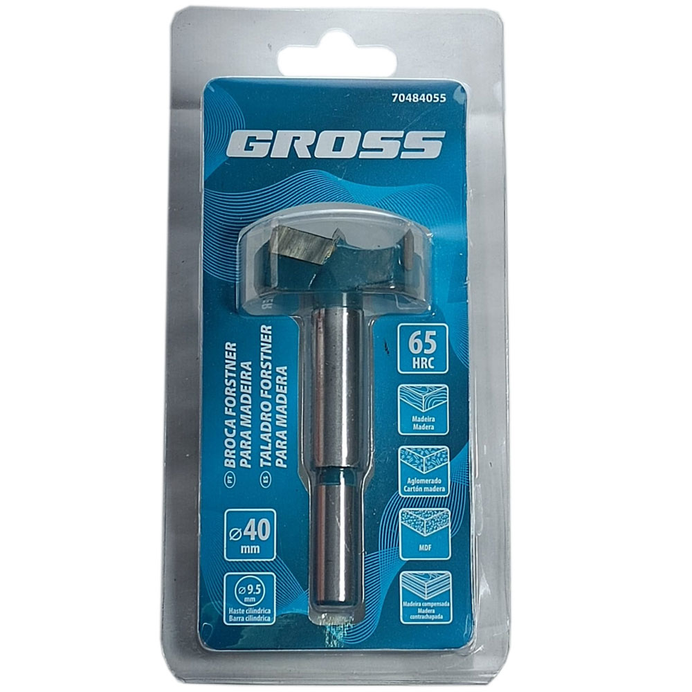 Broca Fresa Forstner Videa Para Furar Madeira Mdf 40mm Haste Cilindrica - Gross
