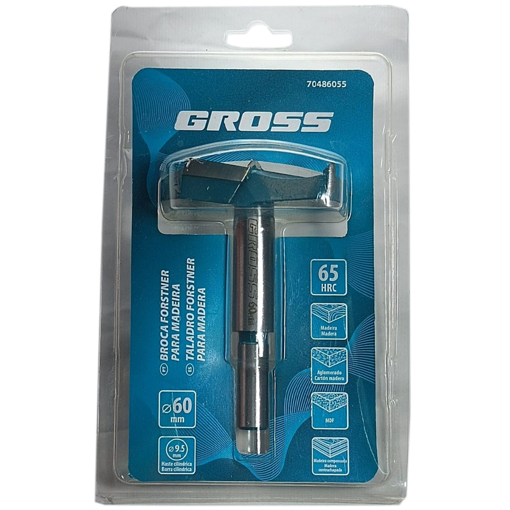 Broca Fresa Forstner Videa Para Furar Madeira Mdf 60mm Haste Cilindrica - Gross