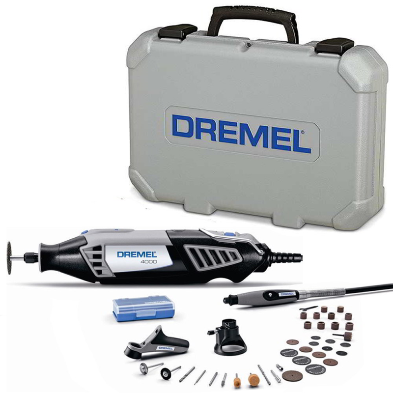 Kit Micro Retífica Dremel Série 4000 com 36 acessórios e 3 acoplamentos 127V - Retificas-Dremel