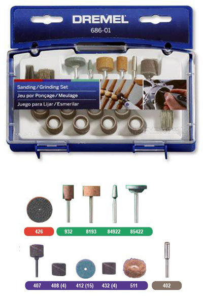 SC686-01 Kit Acessórios Dremel para lixar 31 peças - Retificas-Dremel