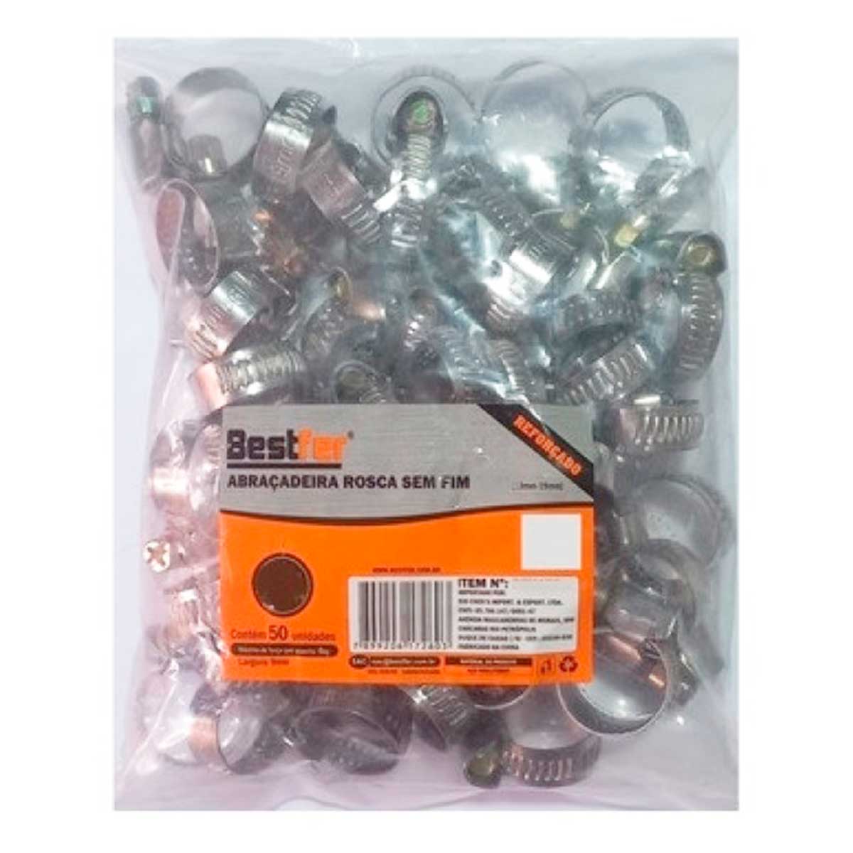 Abraçadeira Rosca Sem Fim 1/2Pol 50 Peças - Manuais