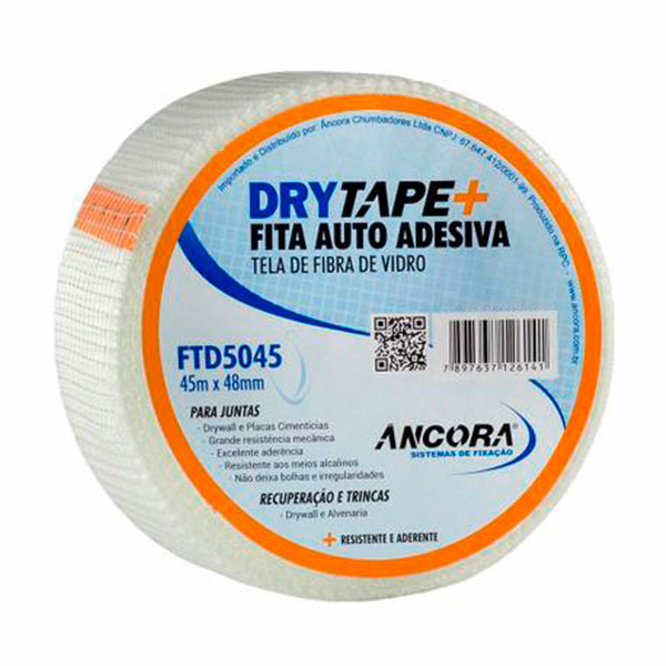 Fita Telada Drywall DRYTAPE Autoadesiva 45m x 48mm Ancora - Manuais