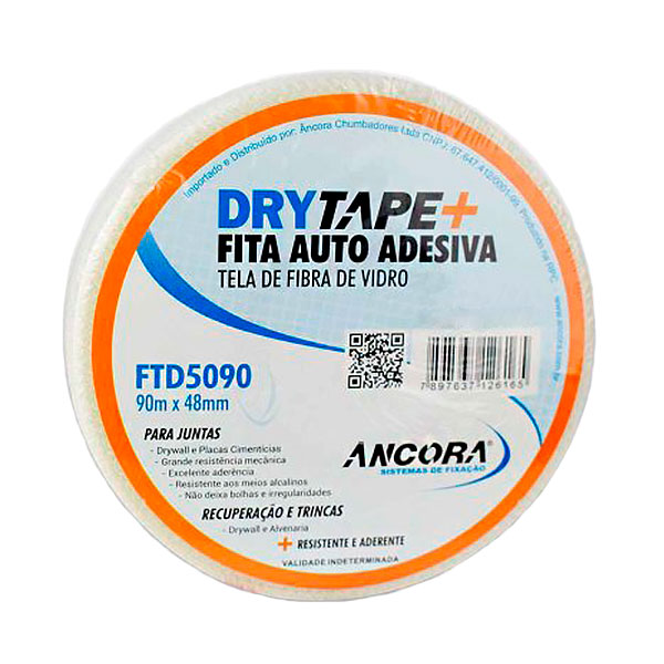 Fita Telada Drywall DRYTAPE Autoadesiva 90m x 48mm Ancora - Manuais