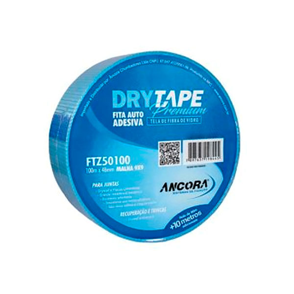 Fita Telada Azul Drywall DRYTAPE Premium Autoadesiva 100m x 48mm Ancora - Manuais