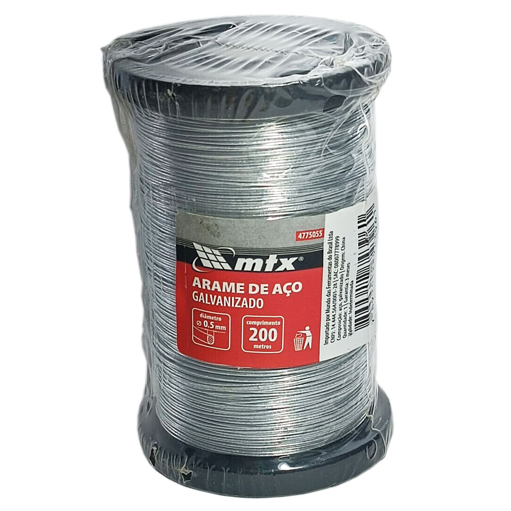 Arame de Aço Galvaziado 0.5mm x 200m - Fixação-Pólvora