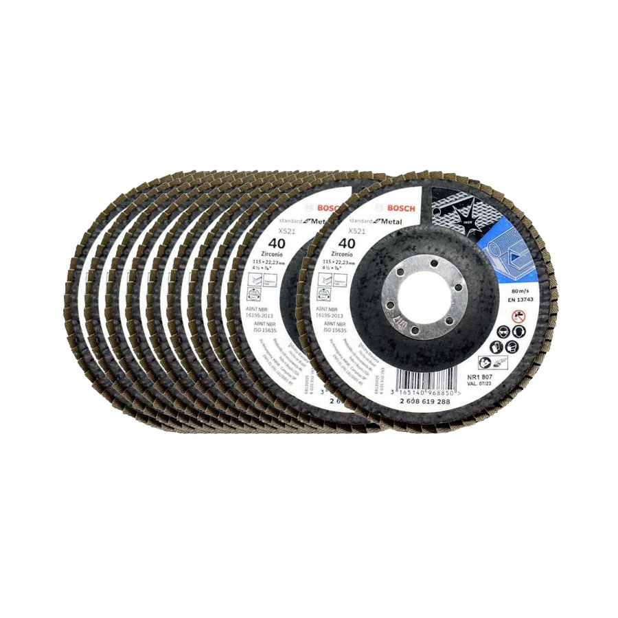 Kit 10 unidades Disco de Lixa Flap Bosch GR.40 115mm para metal  - Bosch