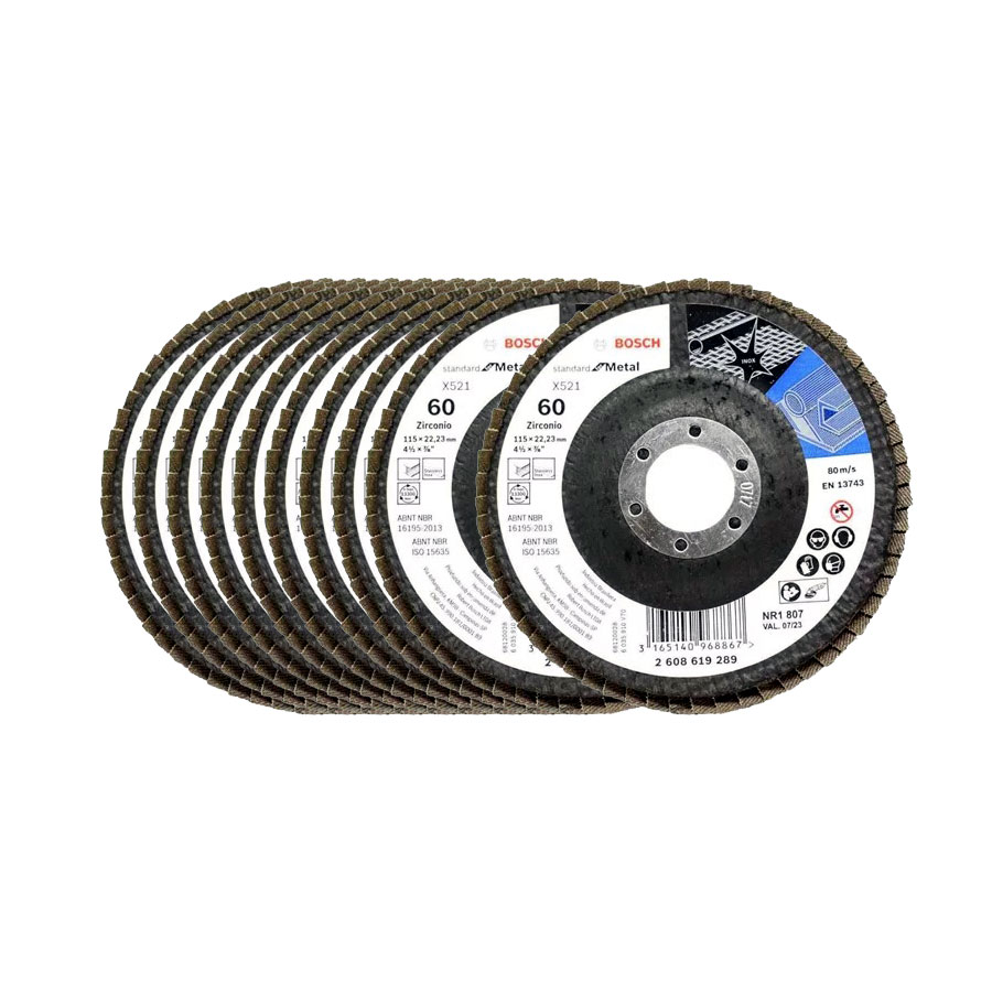 Kit 10 unidades disco de Lixa Flap Bosch GR.60 115mm para metal  - Bosch