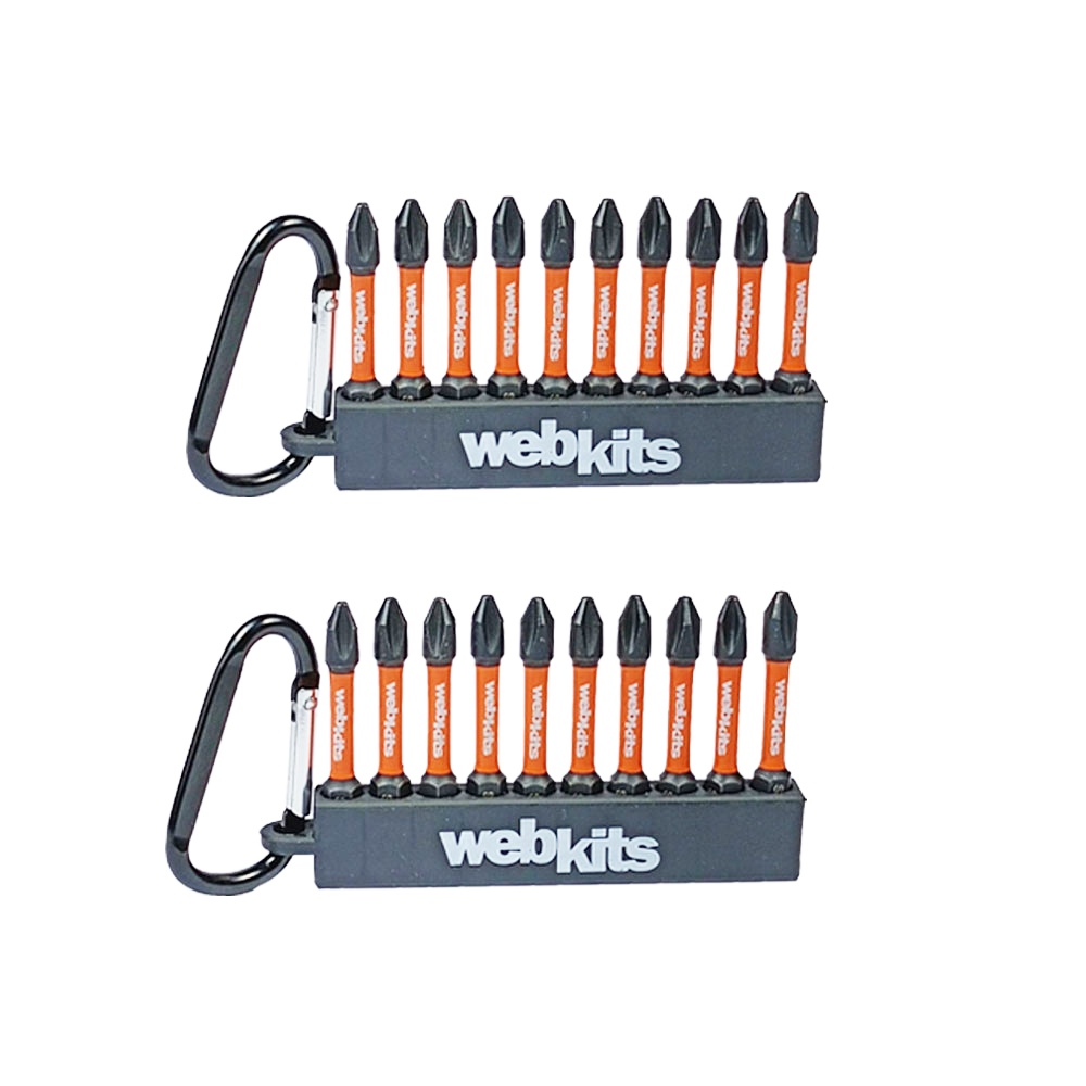 Bits Phillips 50mm PH2 de Impacto Imantado 20 Peças Chaveiro Webkits - Webkits