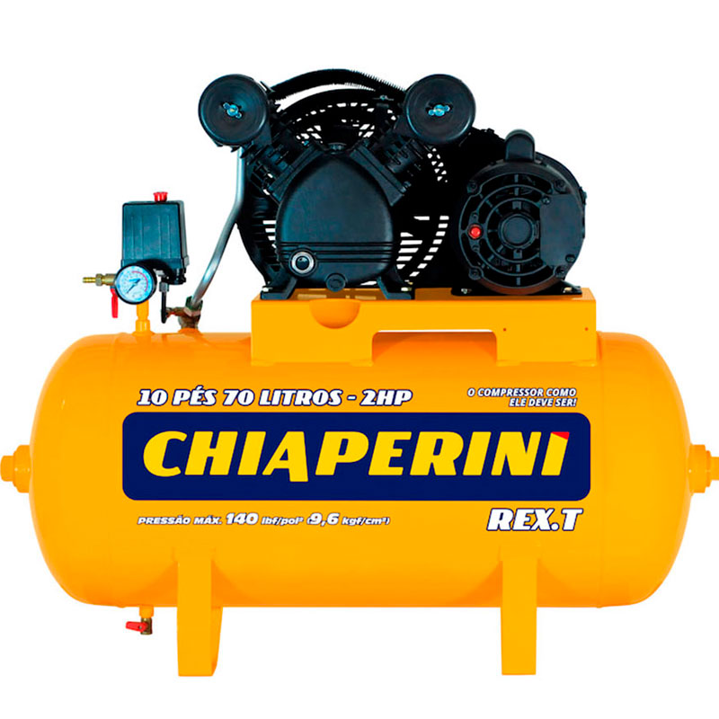 Compressor de ar Chiaperini 10 pés 70 litros 2HP 140lbs - 10/70 REX.T Bivolt (Monofásico) - Chiaperini