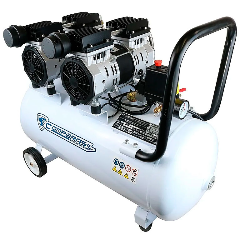 Compressor de Ar CompBrasil Silencioso Isento de Óleo 50L 10pcm 220v - Compressores-em-geral