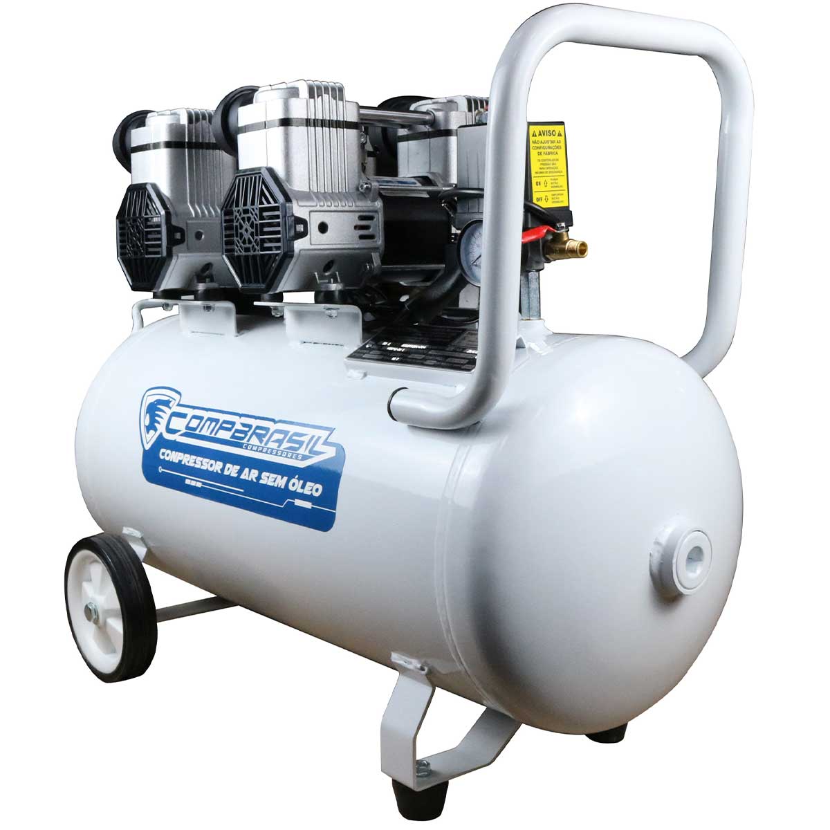 Compressor de Ar CompBrasil Silencioso 2.2HP Isento de Óleo 50L 10pcm 220v