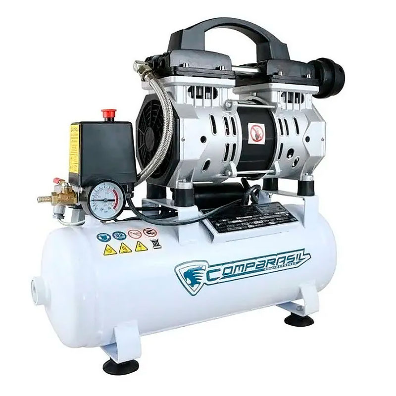 Compressor de Ar CompBrasil Silencioso Isento de Óleo 8L 5pcm 220v - CompBrasil-USK