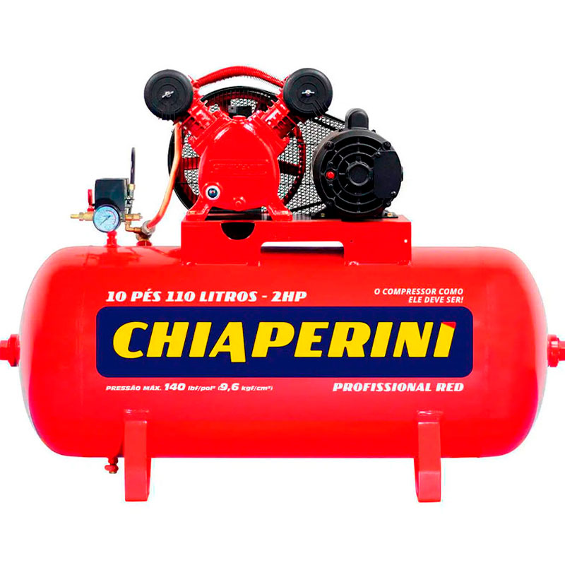 Compressor de ar Chiaperini 10 pés 110 litros 2HP 140lbs - 10/110 RED Bivolt (Monofásico) - Compressores-em-geral
