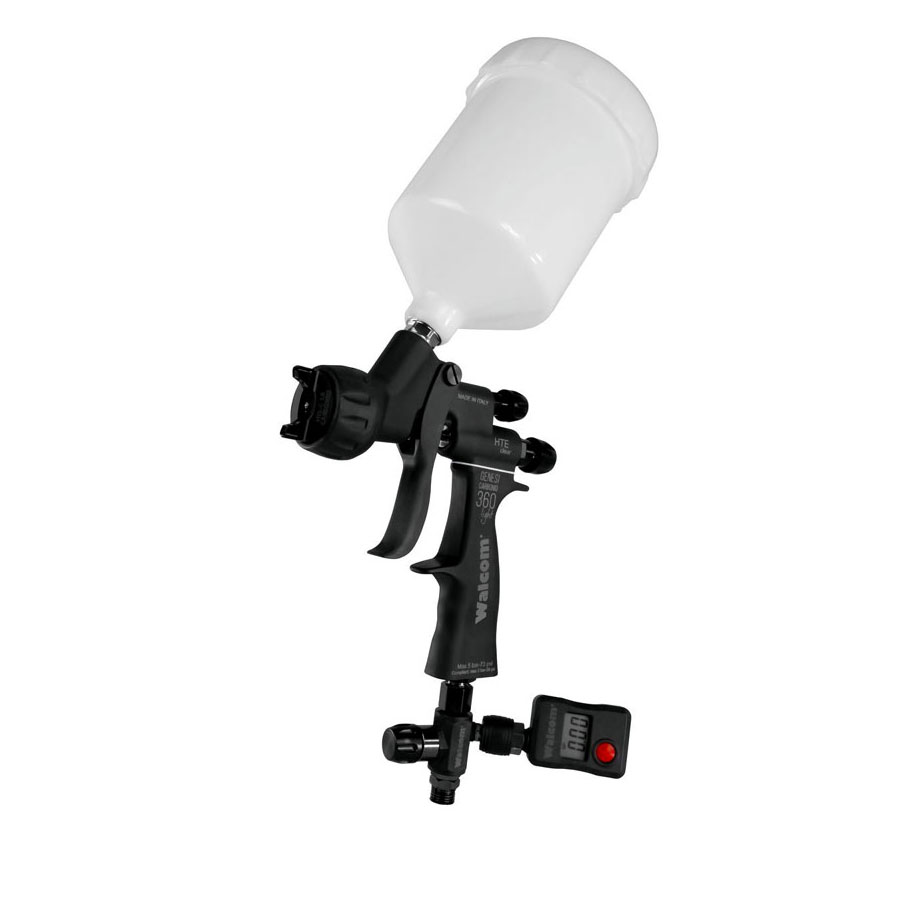 NOVA - Pistola Walcom Carbonio HTE Clear, verniz 1.3 mm com estojo, manômetro digital e acessórios - Pistolas