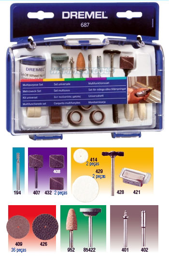 Kit de acessórios Dremel para uso geral DRE0687 - 52 peças - Retificas-Dremel