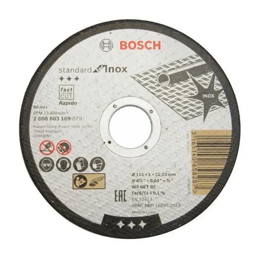 KIT 10 UNIDADES Disco de Corte Bosch para Inox GR.60 115mm para Esmerilhadeiras 4,5pol - Esmerilhadeiras