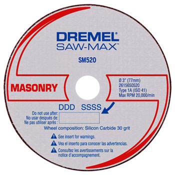 DSM520C-RW Disco de Corte para Alvenaria e Cerâmica SM520 para uso exclusivo Saw Max - Dremel