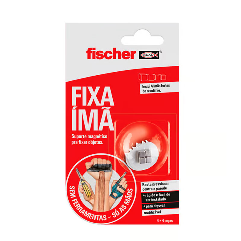 Fixa imã em Drywall e Madeiras macias Fischer 4 unidades - Promoções