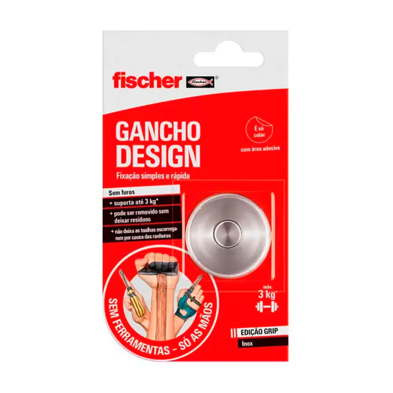 Gancho design inox sem furos Fischer até 3kg - Manuais