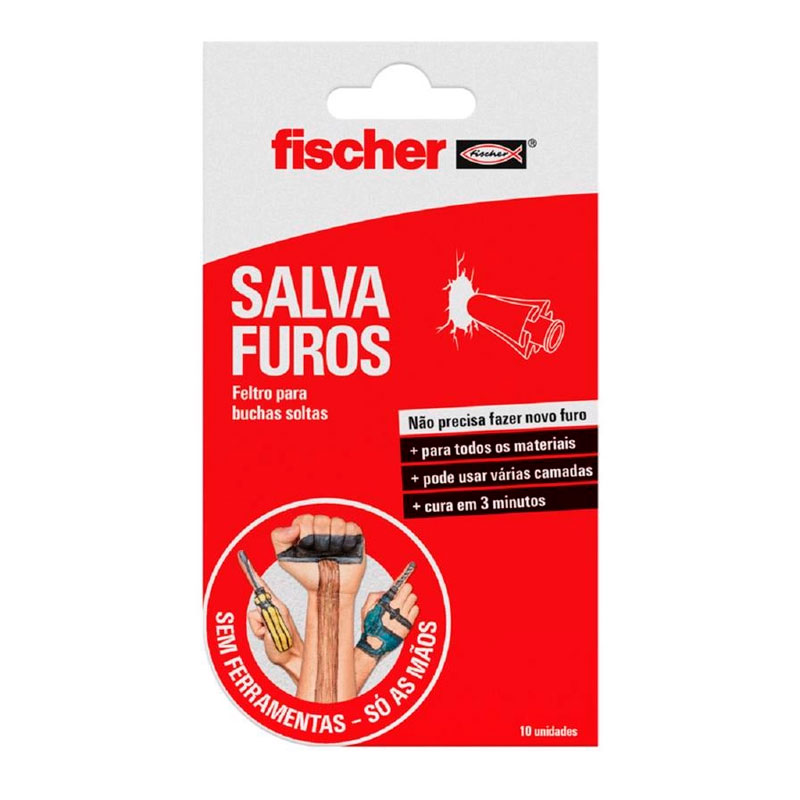 Salva furos Fischer tela de gesso para reparo de bucha soltas 10 Unidades - Manuais