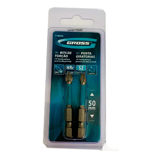Kit Bits de Torção Impacto Gross PH2 50mm 2 peças - Brocas-e-Pontas