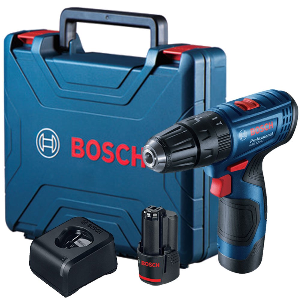 Furadeira Parafusadeira Bosch 2 Baterias 12V com maleta GSR 120-LI bivolt - Bosch