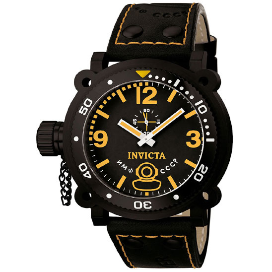 Relógio Mergulhador Russo Lefty Invicta Reserve 100m - Preto pulseira preta pespontada - Relógios-Masculinos