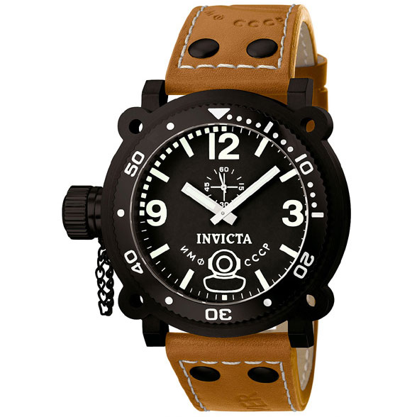 Relógio Mergulhador Russo Lefty Invicta Reserve 100m Preto pulseira caramelo - Relógios-Masculinos