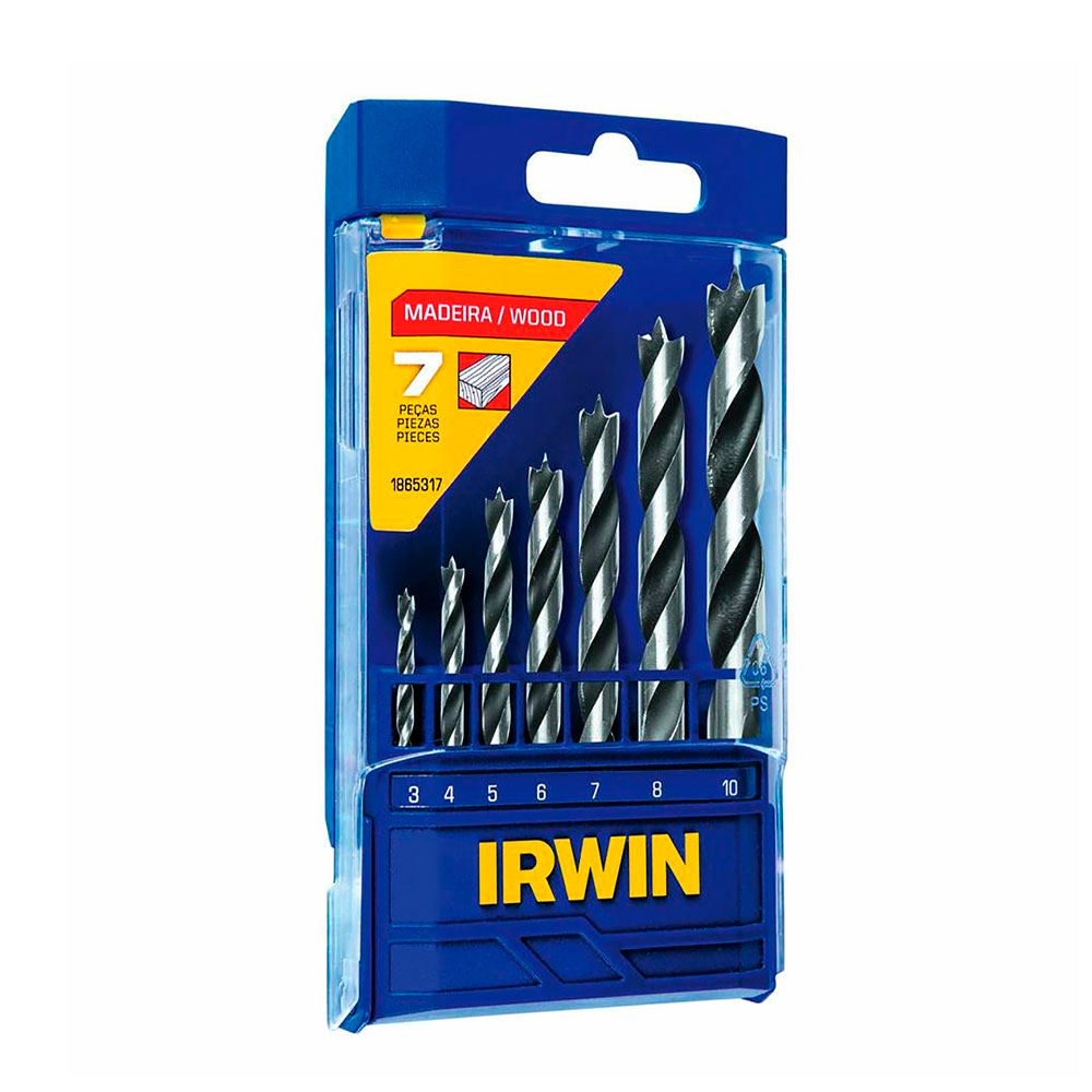 Jogo de Brocas para Madeira Irwin 7 peças - 3 a 10mm - Irwin
