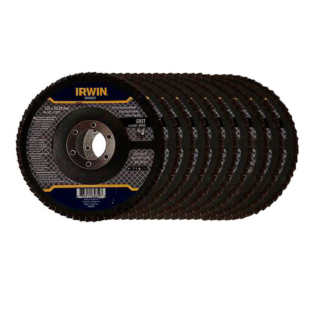 Kit 10 unidades Disco de Lixa Flap Irwin GR.80 115mm para metal  - Irwin