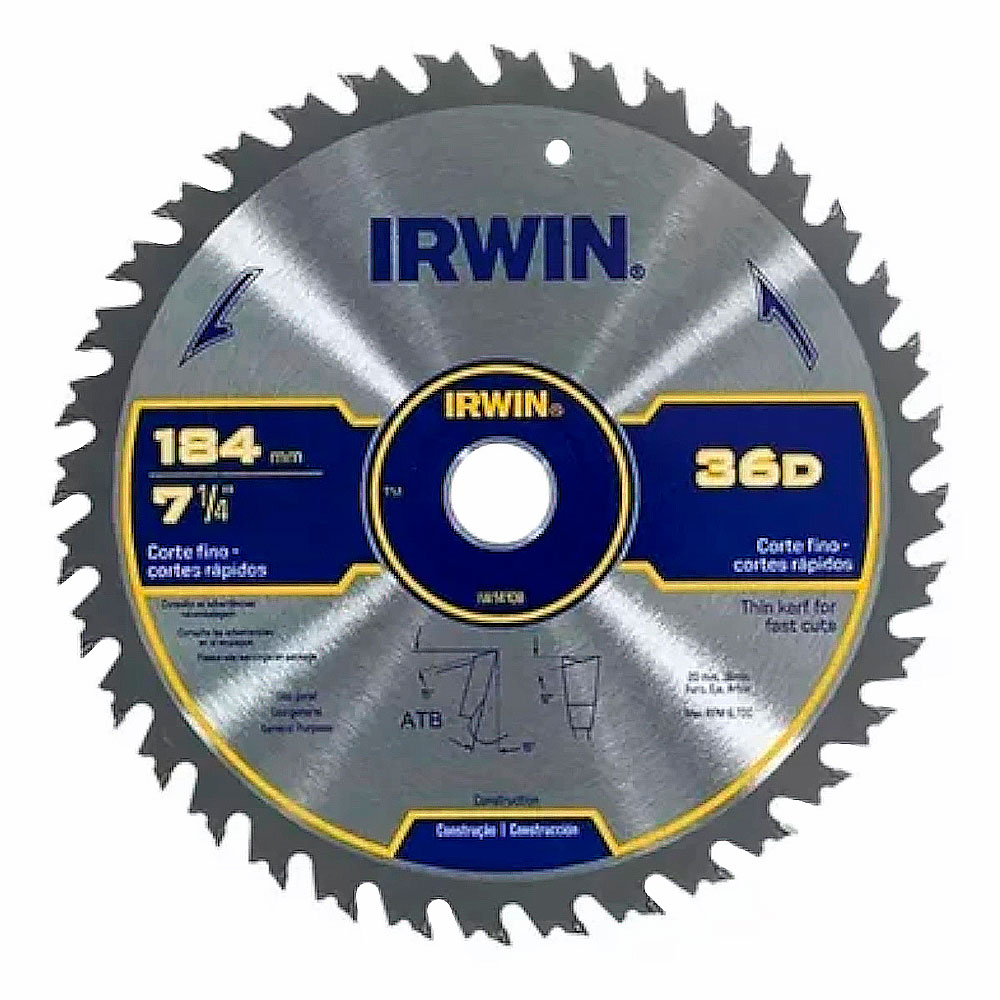 Disco de Serra Circular Irwin 184mm para madeira 36 dentes - Irwin