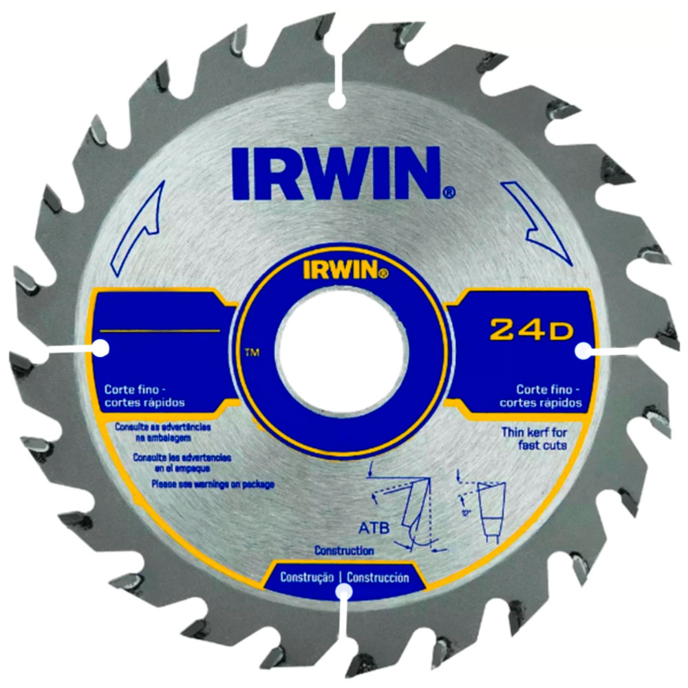 Disco de Serra Circular Irwin 250mm para madeira 24 dentes - Serras