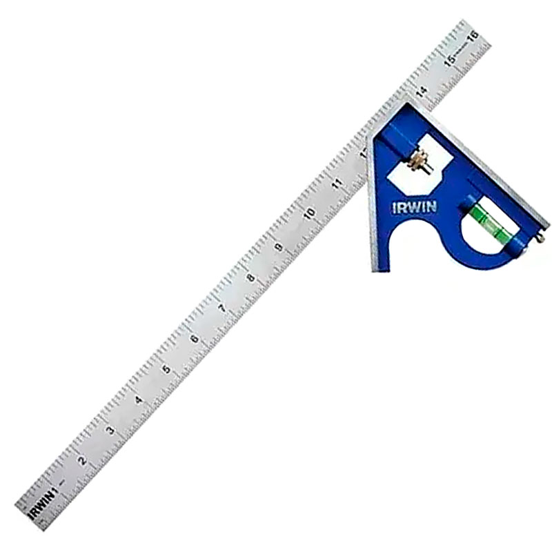Esquadro Combinado Profissional Irwin Aço Inox com Nível 40,6CM 16POL.  - Ferramentas