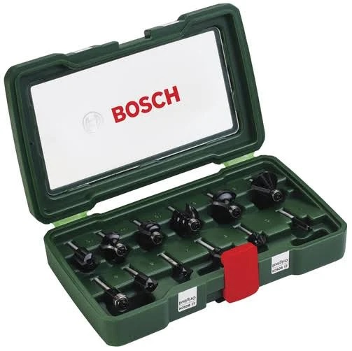 Jogo de Fresas Bosch 12 peças para madeira haste 1/4 polegadas  - Bosch