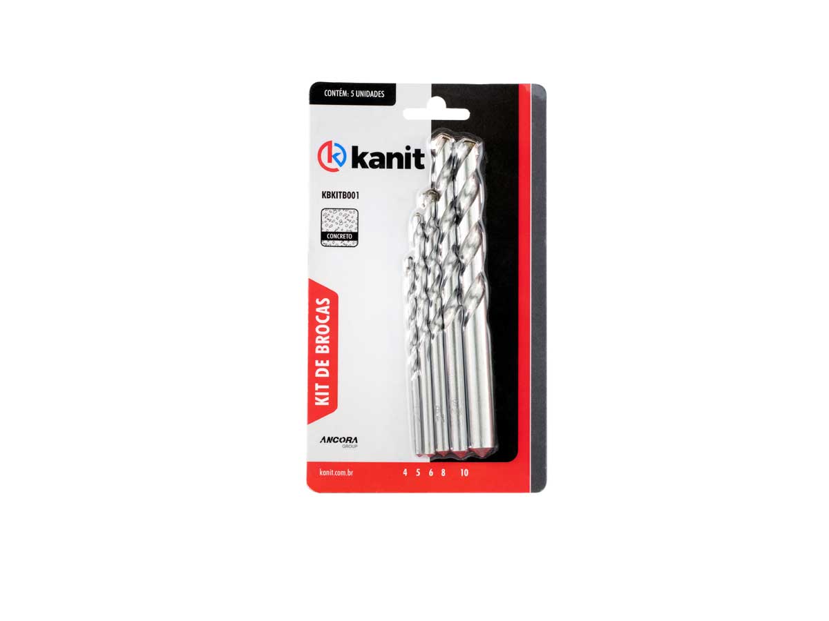 Jogo de brocas Kanit para concreto 5 peças KB-KITB001  - Kanit
