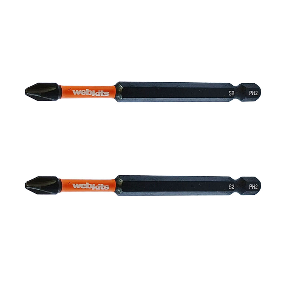 Bits Phillips 90mm PH2 de Impacto Imantado 2 Peças Webkits - Brocas-e-Pontas