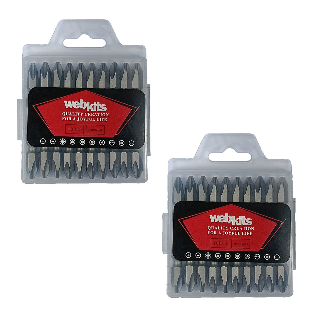 Bits Phillips 65mm PH2 Imantado Ponta Dupla de Impacto 20 Peças Webkits  - Brocas-e-Pontas