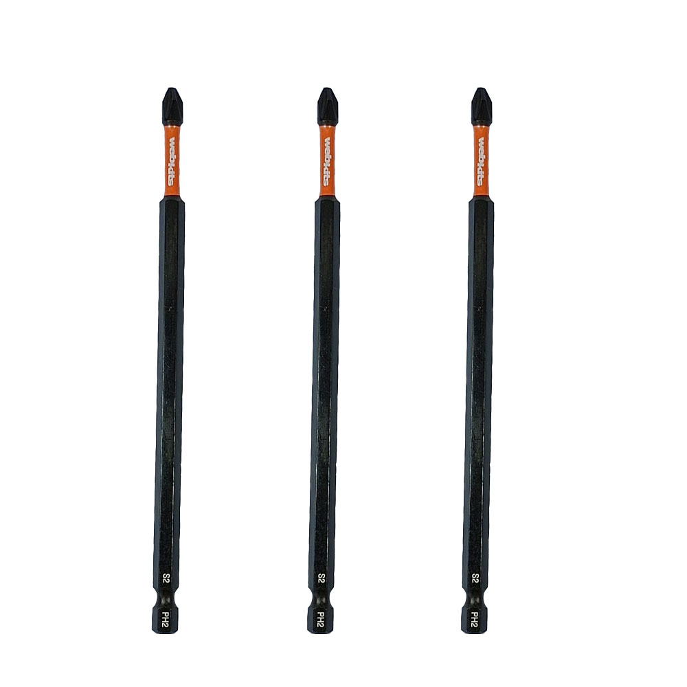 Bits Phillips 150mm PH2 de Impacto Imantado 3 Peças Webkits - Webkits