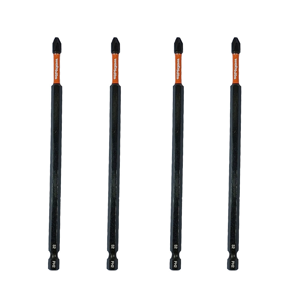 Bits Phillips 150mm PH2 de Impacto Imantado 4 Peças Webkits - Webkits