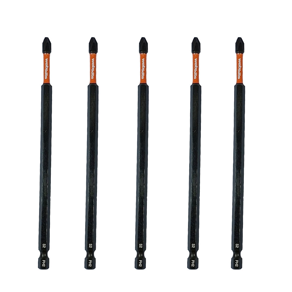 Bits Phillips 150mm PH2 de Impacto Imantado 5 Peças Webkits - Webkits