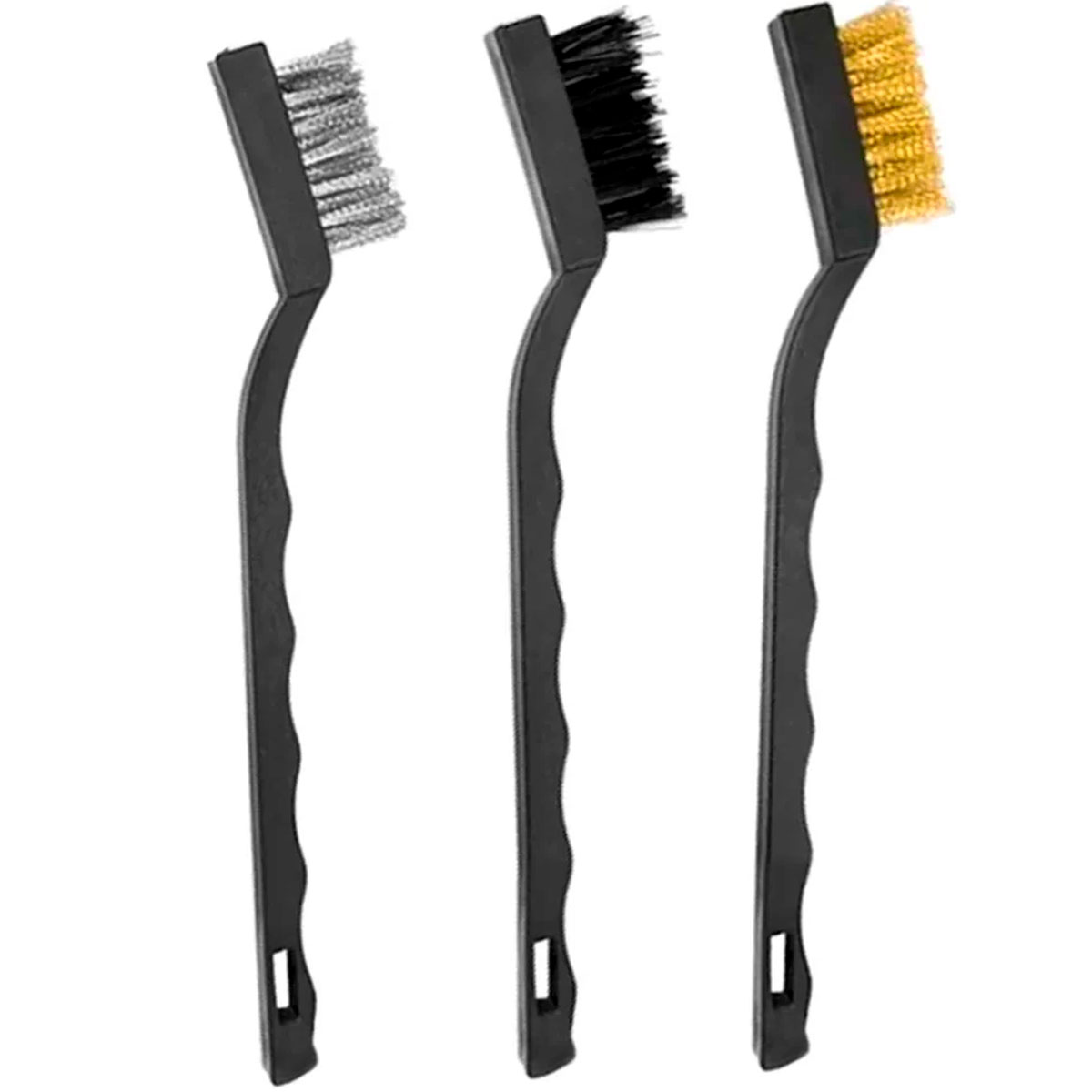 Kit de escovas de aço pequena com cabo plástico 3 peças MTX - MTXToolsWorld