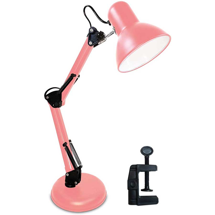 Luminária abajur articulada de mesa PIXAR MT-811 para estudo e trabalho - Rosa - Iluminação