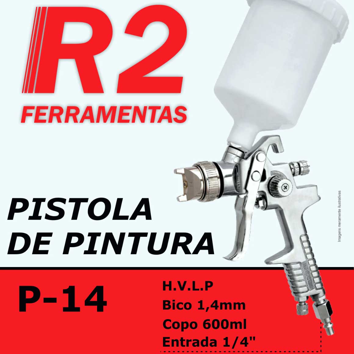 Pistola PDR-R2 HVLP bico 1.4mm 600ml - Pintura