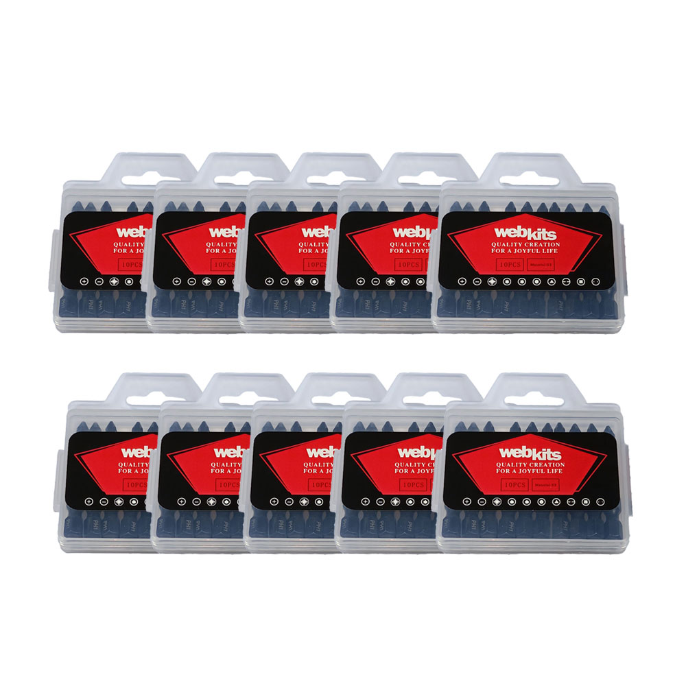 Bits Phillips 50mm PH1 de Impacto Imantado 100 Peças Webkits - Brocas-e-Pontas