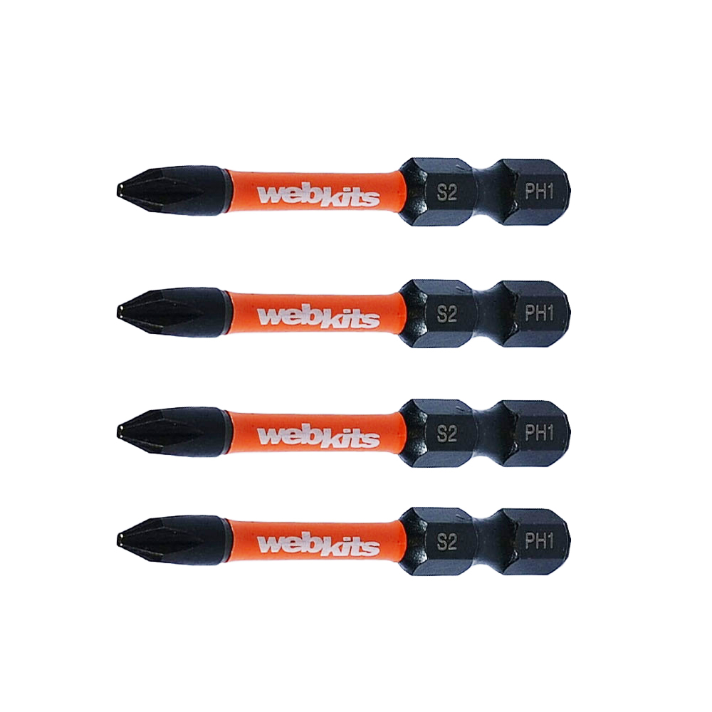 Bits Phillips 50mm PH1 de Impacto Imantado 4 Peças Webkits - Brocas-e-Pontas