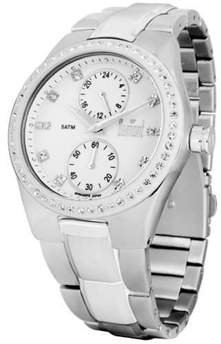 Relógio Multifunção feminino branco com detalhes em cristais - Novidades