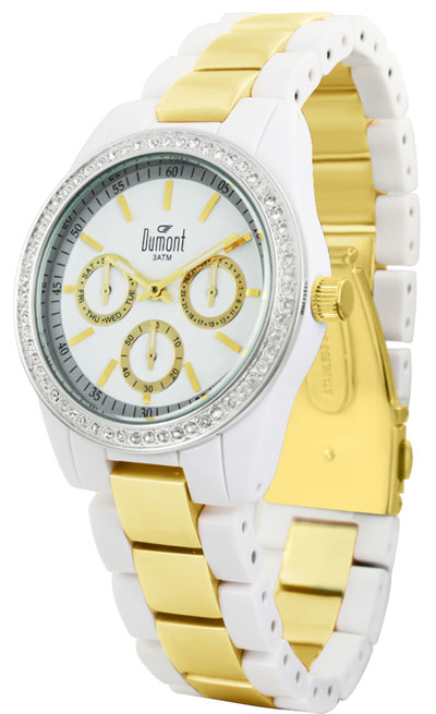 Relógio social pulseira Dourado-Branco multifunção feminino - Novidades